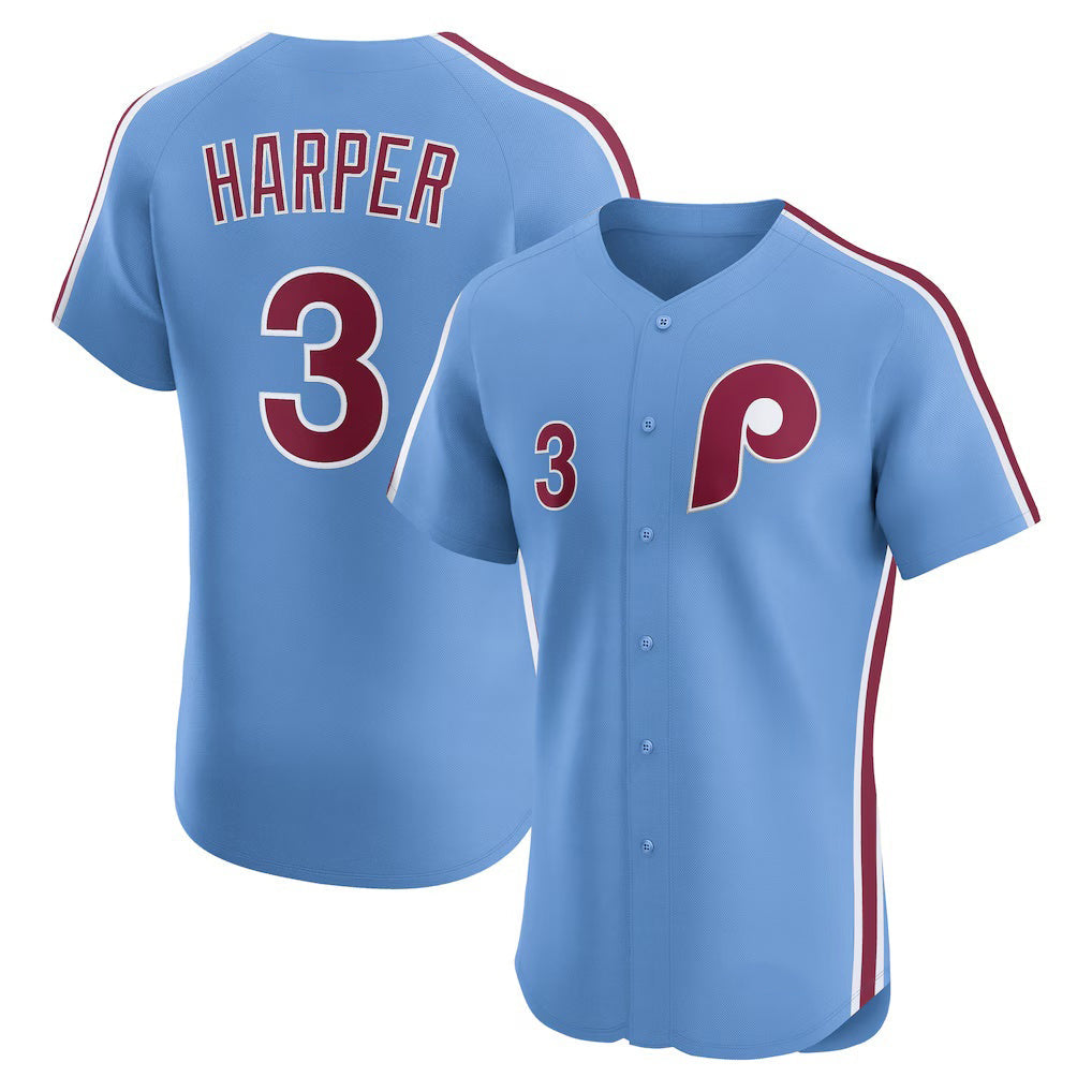 Philadelphia Phillies #3 Bryce Harper Light Blue Alternate Elite Baseball Jersey
