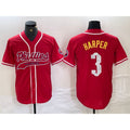 Philadelphia Phillies #3 Bryce Harper Red Cool Base Stitched Baseball Jersey