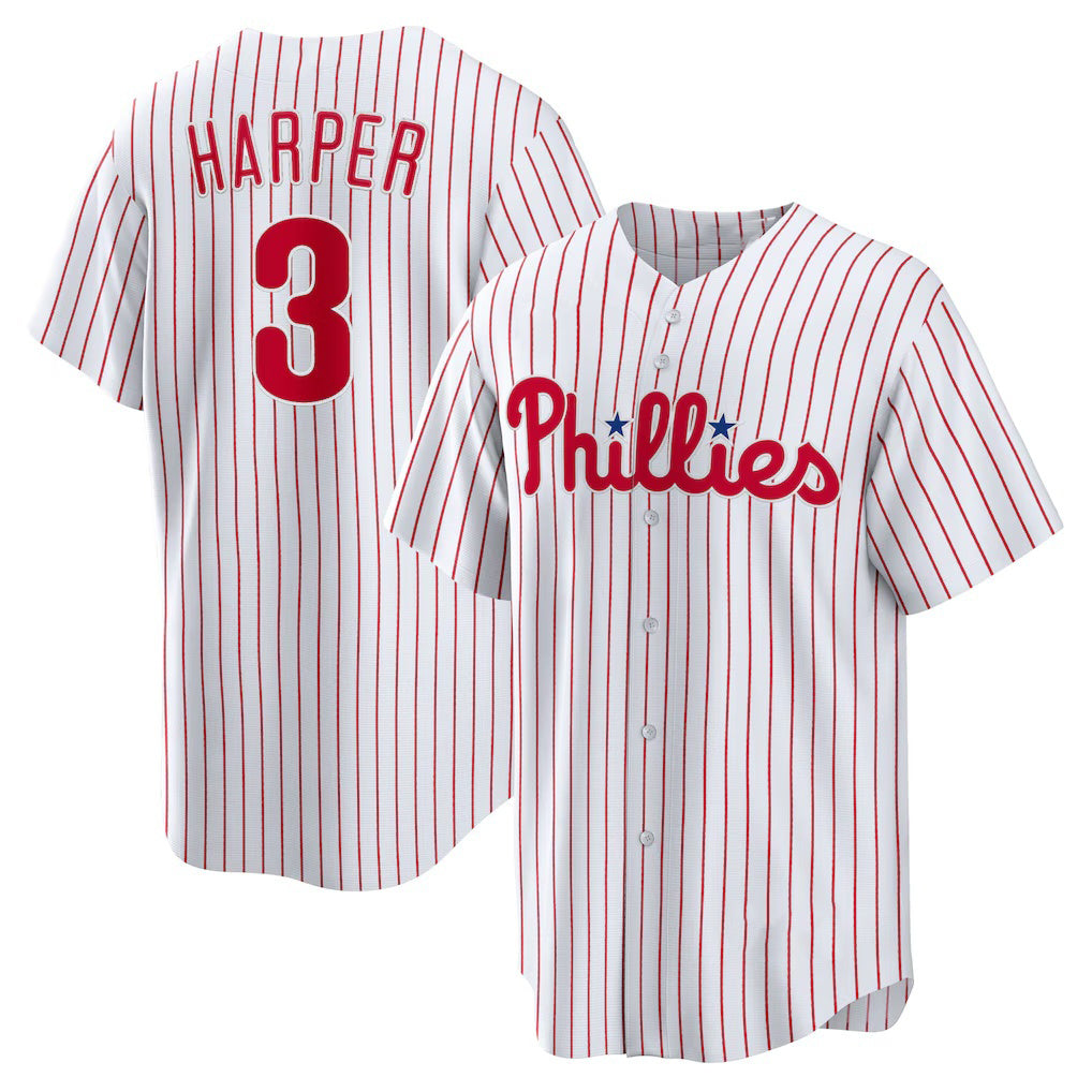 Philadelphia Phillies #3 Bryce Harper White Home Replica Player Name Baseball Jersey