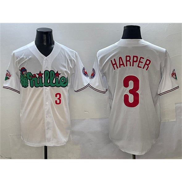 Philadelphia Phillies #3 Bryce Harper White Phanatic Limited Stitched Baseball Jersey