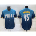 Philadelphia Phillies #45 Zack Wheeler Blue 2024 City Cool Base Stitched Baseball Jersey