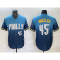 Philadelphia Phillies #45 Zack Wheeler Blue 2024 City Player Number Cool Base Stitched Baseball Jersey