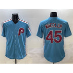 Philadelphia Phillies #45 Zack Wheeler Blue Cool Base Stitched Baseball Jersey