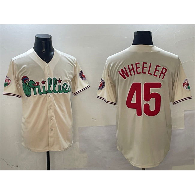 Philadelphia Phillies #45 Zack Wheeler Cream Phanatic Limited Stitched Baseball Jersey