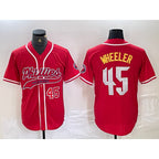Philadelphia Phillies #45 Zack Wheeler Number Red Cool Base Stitched Baseball Jersey