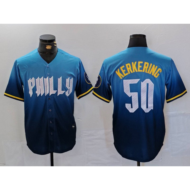 Philadelphia Phillies #50 Orion Kerkering Blue 2024 City Connect Limited Stitched Baseball Jersey