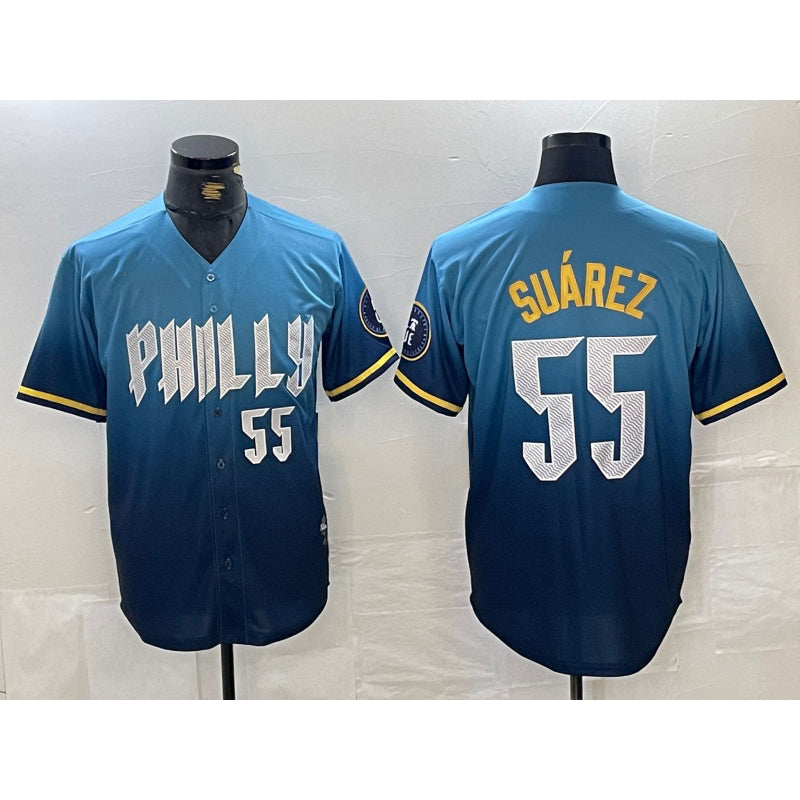Philadelphia Phillies #55 Ranger Suarez Blue 2024 City Cool Baseball Jersey