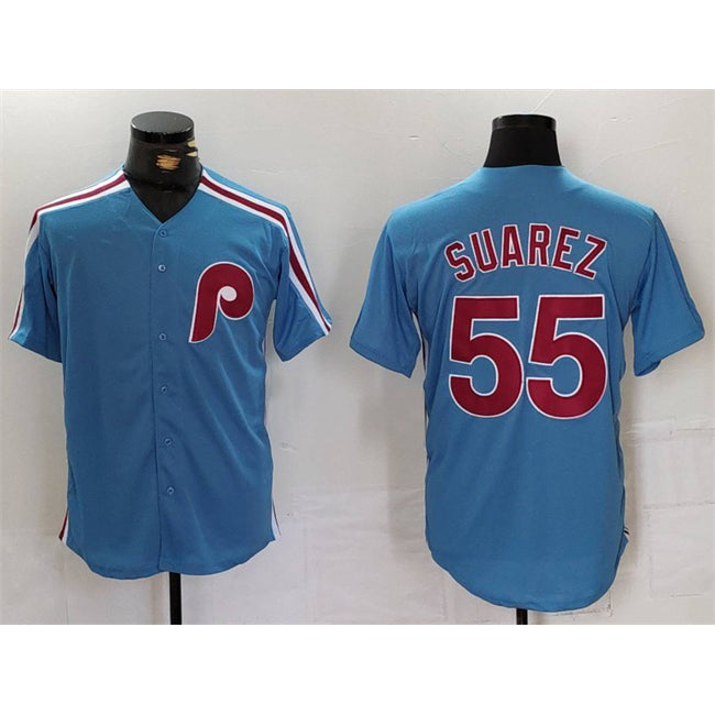 Philadelphia Phillies #55 Ranger Suárez Blue Cool Base Stitched Baseball Jersey