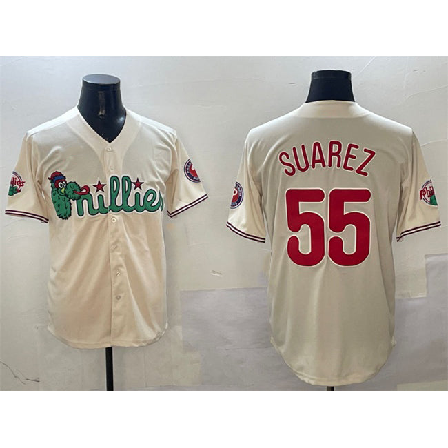 Philadelphia Phillies #55 Ranger Suárez Cream Phanatic Limited Stitched Baseball Jersey
