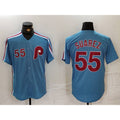 Philadelphia Phillies #55 Ranger Suarez Number Light Blue Cooperstown Cool Baseball Jersey