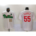 Philadelphia Phillies #55 Ranger Suárez White Green Cool Base Stitched Baseball Jersey