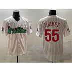 Philadelphia Phillies #55 Ranger Suárez White Phanatic Cool Base Stitched Baseball Jersey
