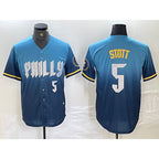 Philadelphia Phillies #5 Bryson Stott Blue 2024 City Player Number Cool Base Stitched Baseball Jersey