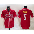Philadelphia Phillies #5 Bryson Stott Number Red Cool Base Stitched Baseball Jersey