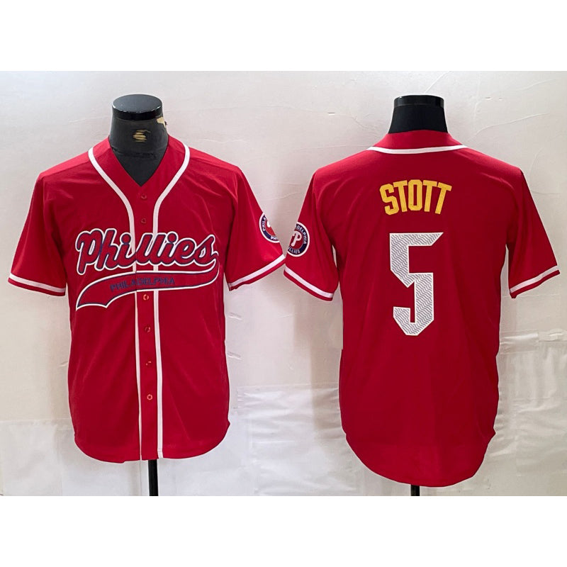 Philadelphia Phillies #5 Bryson Stott Red Cool Base Stitched Baseball Jersey