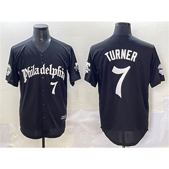 Philadelphia Phillies #7 Trea Turner Black Gothic Vapor Limited Stitched Baseball Jersey