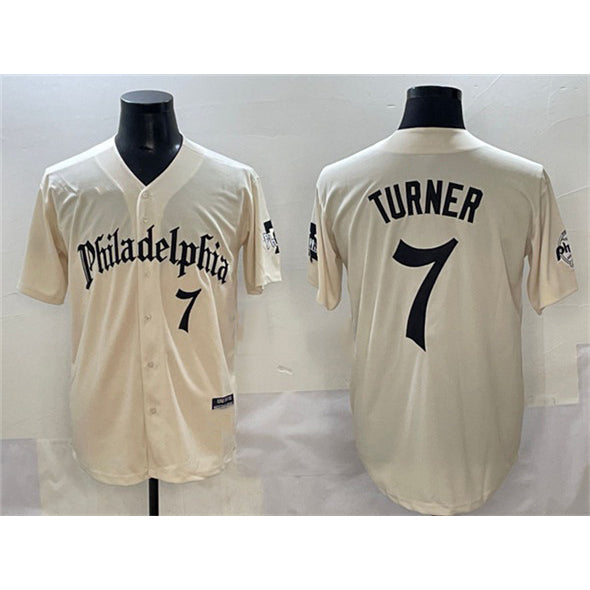 Philadelphia Phillies #7 Trea Turner Cream Gothic Vapor Limited Stitched Baseball Jersey