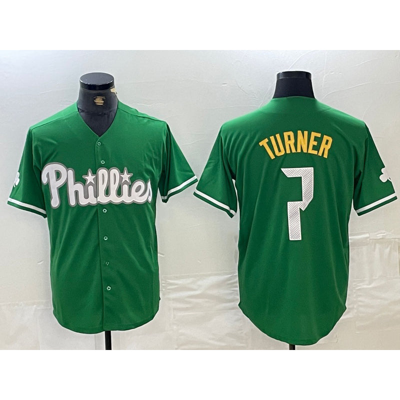 Philadelphia Phillies #7 Trea Turner Kelly Green Cool Baseball Jersey