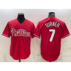 Philadelphia Phillies #7 Trea Turner Red Cool Base Stitched Baseball Jersey
