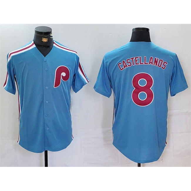 Philadelphia Phillies #8 Nick Castellanos Blue Cool Base Stitched Baseball Jersey