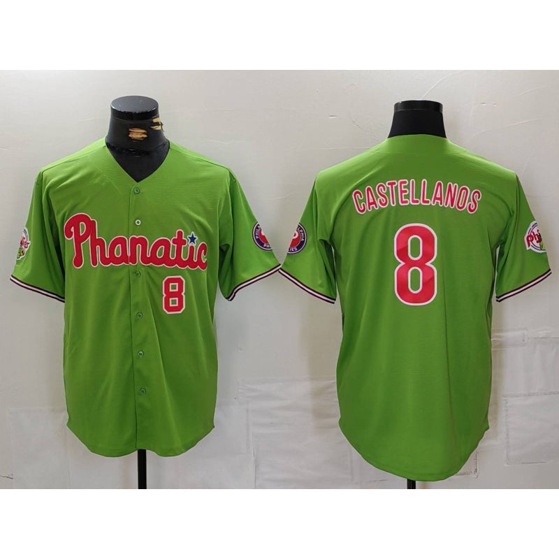Philadelphia Phillies #8 Nick Castellanos Number Green With Patch Stitched Cool Baseball Jersey