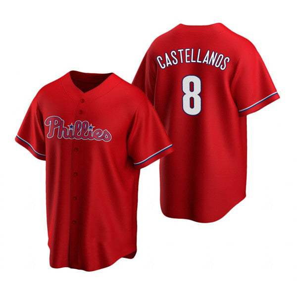 Philadelphia Phillies #8 Nick Castellanos Red Cool Base Stitched Baseball Jersey