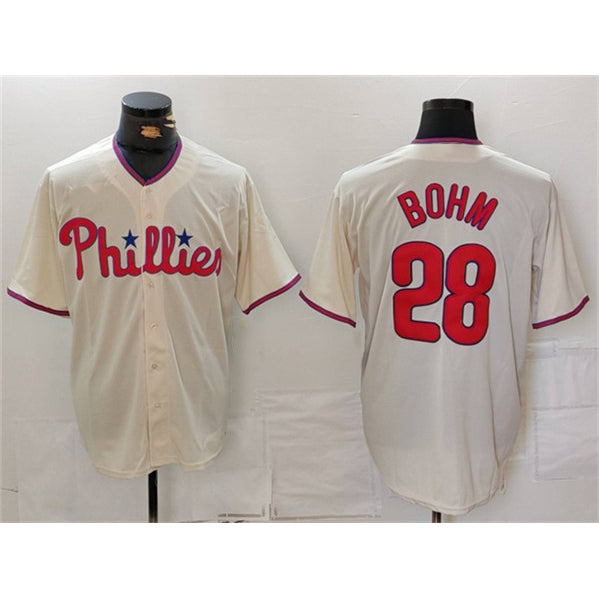 Philadelphia Phillies #28 Alec Bohm Cream Cool Base Stitched Baseball Jersey