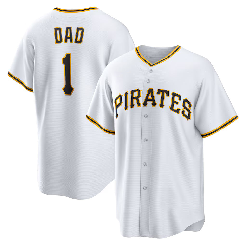 Pittsburgh Pirates White #1 Dad Home Replica Baseball Jersey