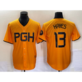 Pittsburgh Pirates #13 KeBryan Hayes Gold 2023 City Connect Stitched Baseball Jersey