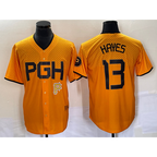 Pittsburgh Pirates #13 KeBryan Hayes Gold 2023 City Connect Stitched Baseball Jersey