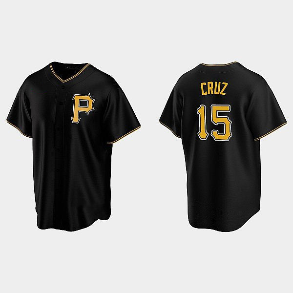 Pittsburgh Pirates #15 Oneil Cruz Black Alternate Team Logo Cool Baseball Jersey