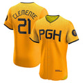 Pittsburgh Pirates #21 Roberto Clemente Gold City Connect Elite Player Baseball Jersey