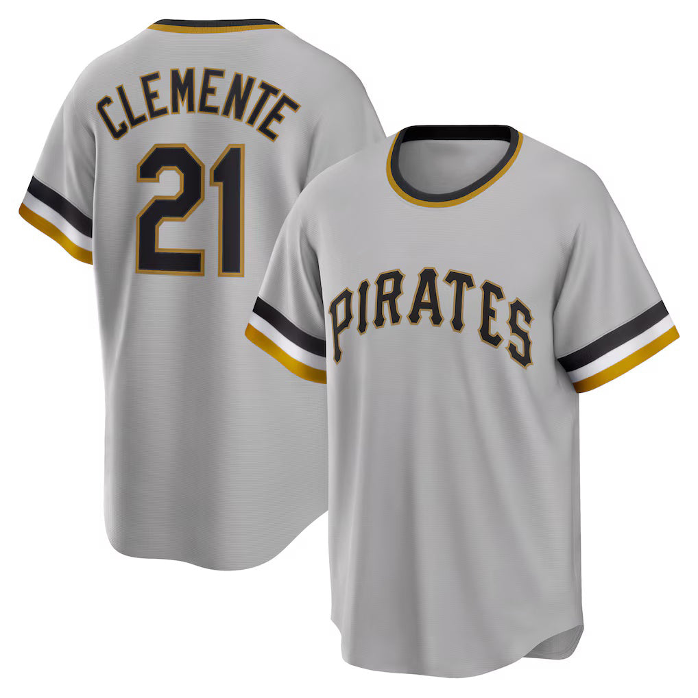 Pittsburgh Pirates #21 Roberto Clemente Gray Road Cooperstown Collection Player Baseball Jersey