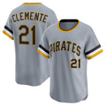 Pittsburgh Pirates #21 Roberto Clemente Gray Throwback Cooperstown Collection Limited Baseball Jersey