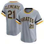 Pittsburgh Pirates #21 Roberto Clemente Gray Throwback Cooperstown Collection Limited Baseball Jersey