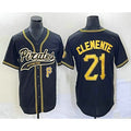 Pittsburgh Pirates #21 Roberto Clemente Number Black Cool Base Stitched Baseball Jersey