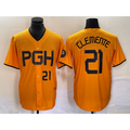 Pittsburgh Pirates #21 Roberto Clemente Number Gold 2023 City Connect Stitched Baseball Jersey