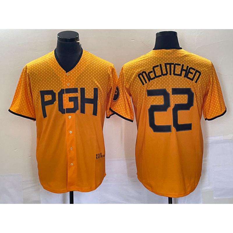 Pittsburgh Pirates #22 Andrew McCutchen Gold 2023 City Connect Stitched Baseball Jersey