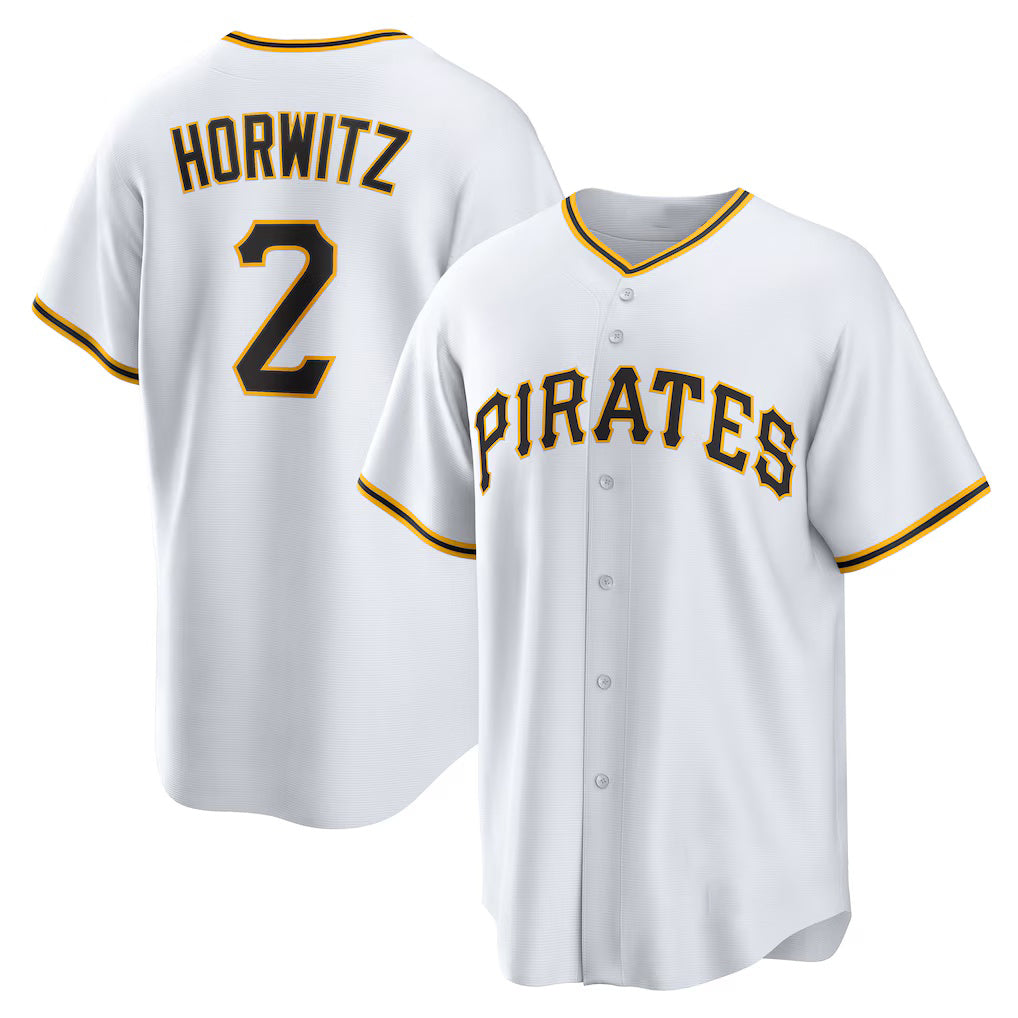 Pittsburgh Pirates #2 Spencer Horwitz White Home Replica Baseball Jersey