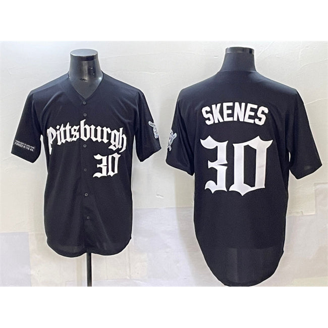 Pittsburgh Pirates #30 Paul Skenes Black 'Gothic Steel City Edition' Vapor Limited Stitched Baseball Jersey