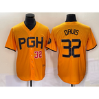 Pittsburgh Pirates #32 Henry Davis Number Yellow 2023 City Connect Stitched Baseball Jersey