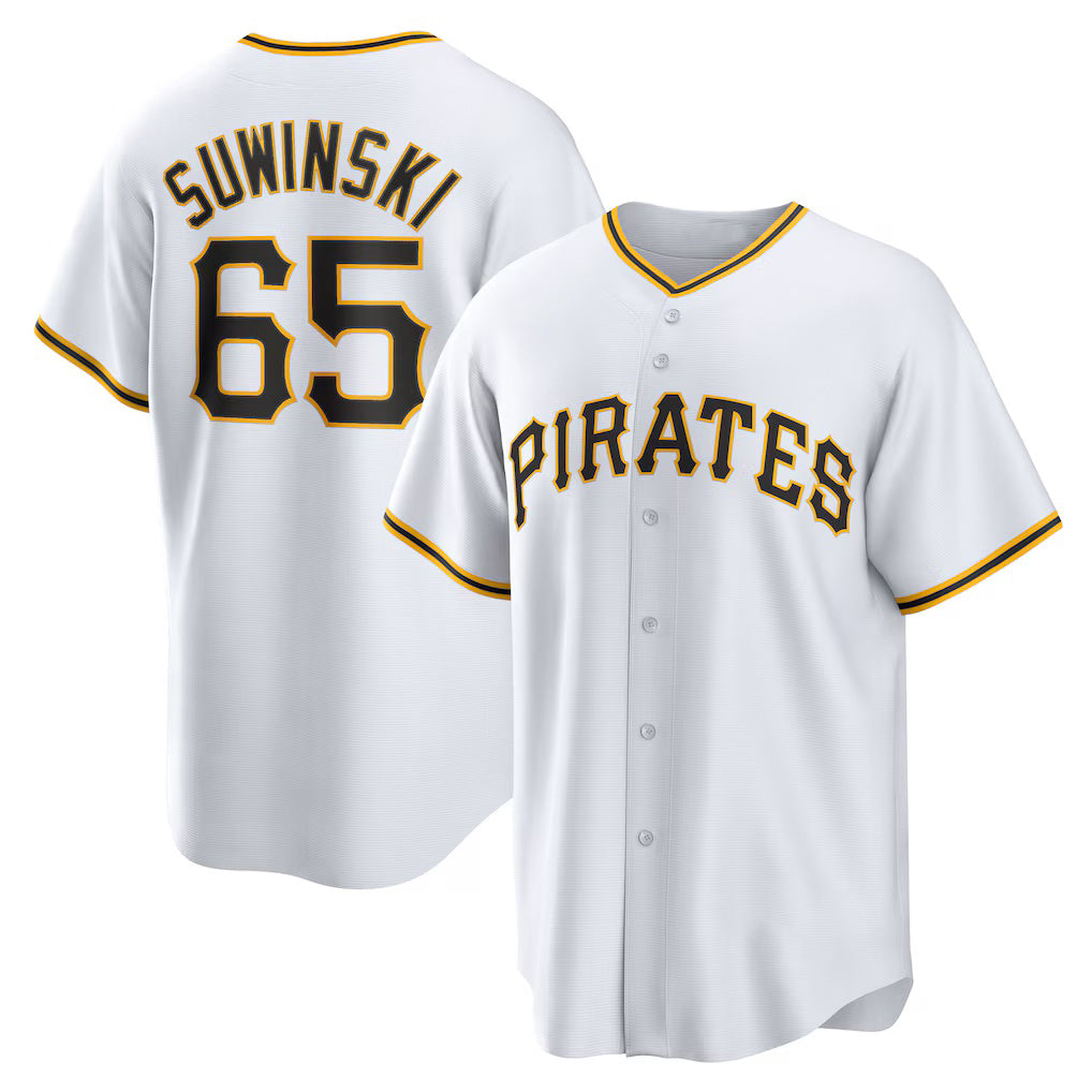 Pittsburgh Pirates #65 Jack Suwinski White Home Replica Baseball Jersey