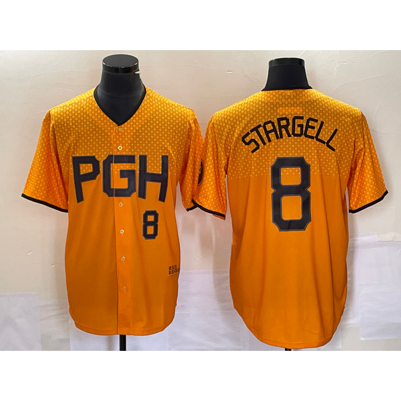Pittsburgh Pirates #8 Willie Stargell Number Gold 2023 City Connect Stitched Baseball Jersey