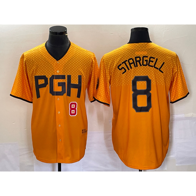 Pittsburgh Pirates #8 Willie Stargell Number Gold 2023 City Connect Stitched Baseball Jersey