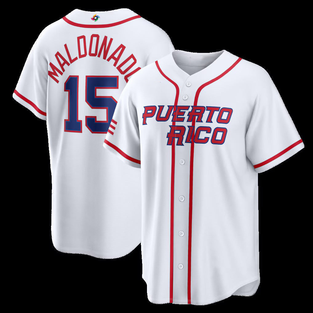 Puerto Rico Baseball #15 Mart¨ªn Maldonado 2026 World Baseball Classic Home Stadium Baseball Jersey - White