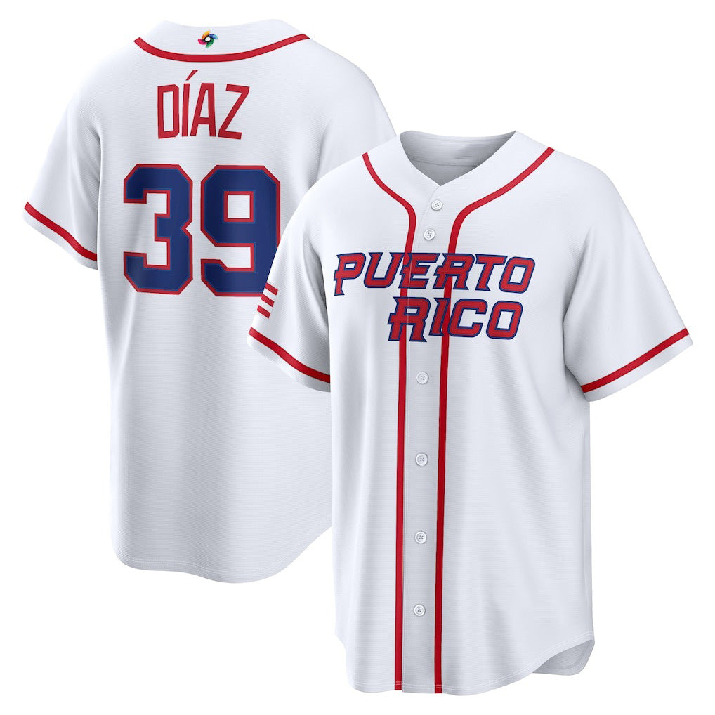 Puerto Rico Baseball #39 Edwin D¨ªaz 2026 World Baseball Classic Home Stadium Baseball Jersey - White