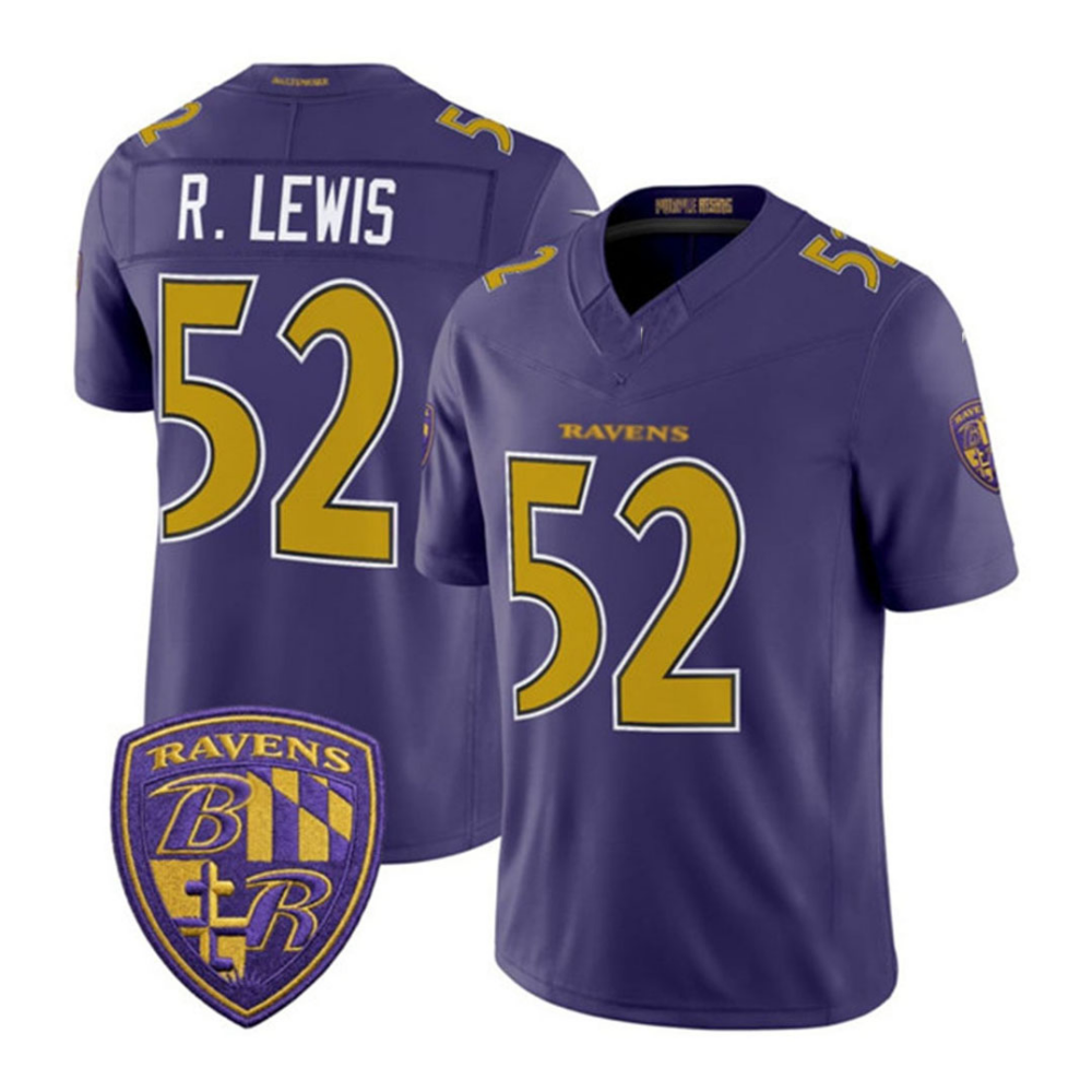 Ray Lewis Ravens #52 Purple Vapor F.U.S.E. Sewn Down Limited Stitched Football Jersey