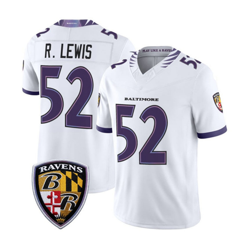 Ray Lewis Ravens #52 White Vapor F.U.S.E. Sewn Down Limited Stitched Football Jersey