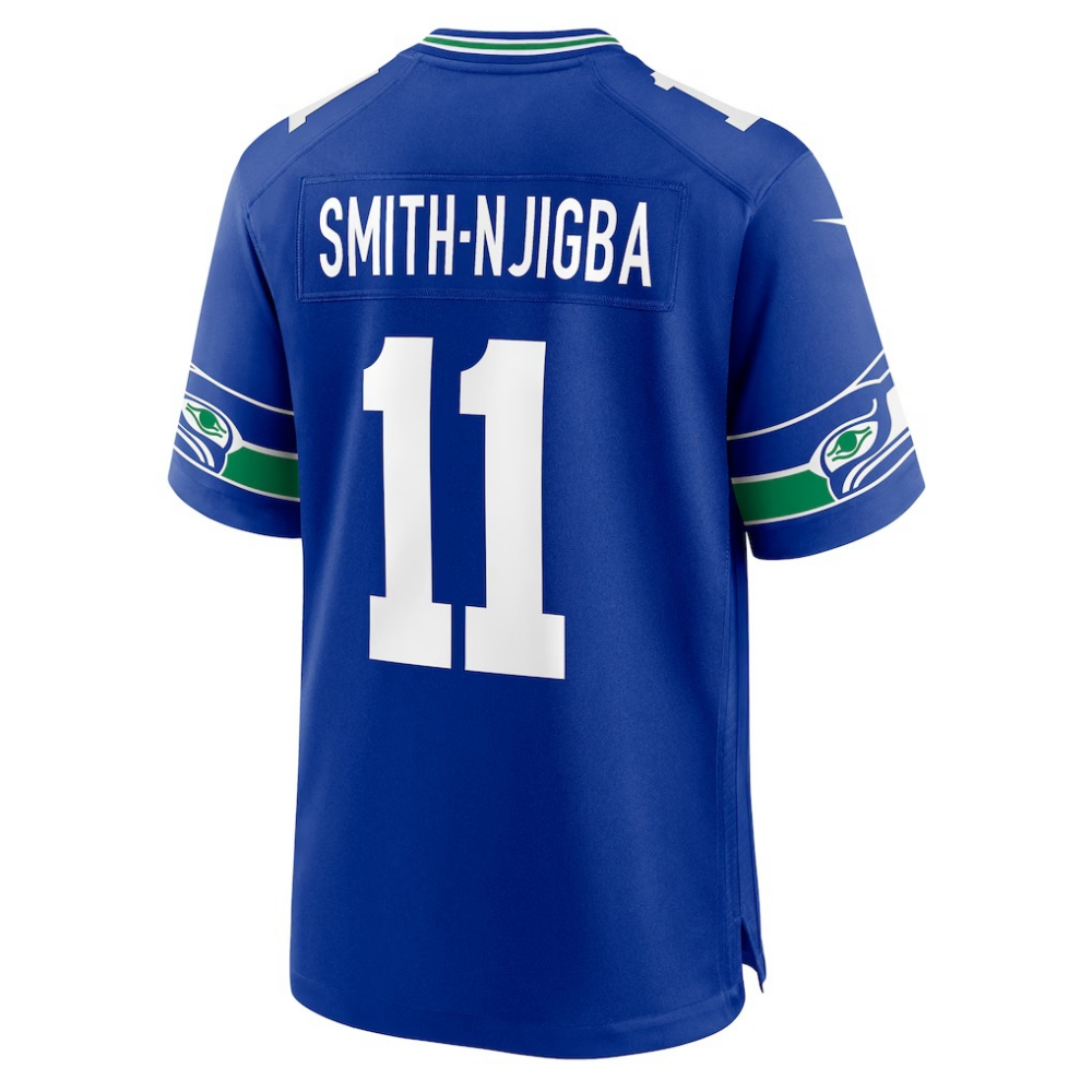 S.Seahawks #11 Jaxon Smith-Njigba Royal Throwback Football Game Stitched Jersey