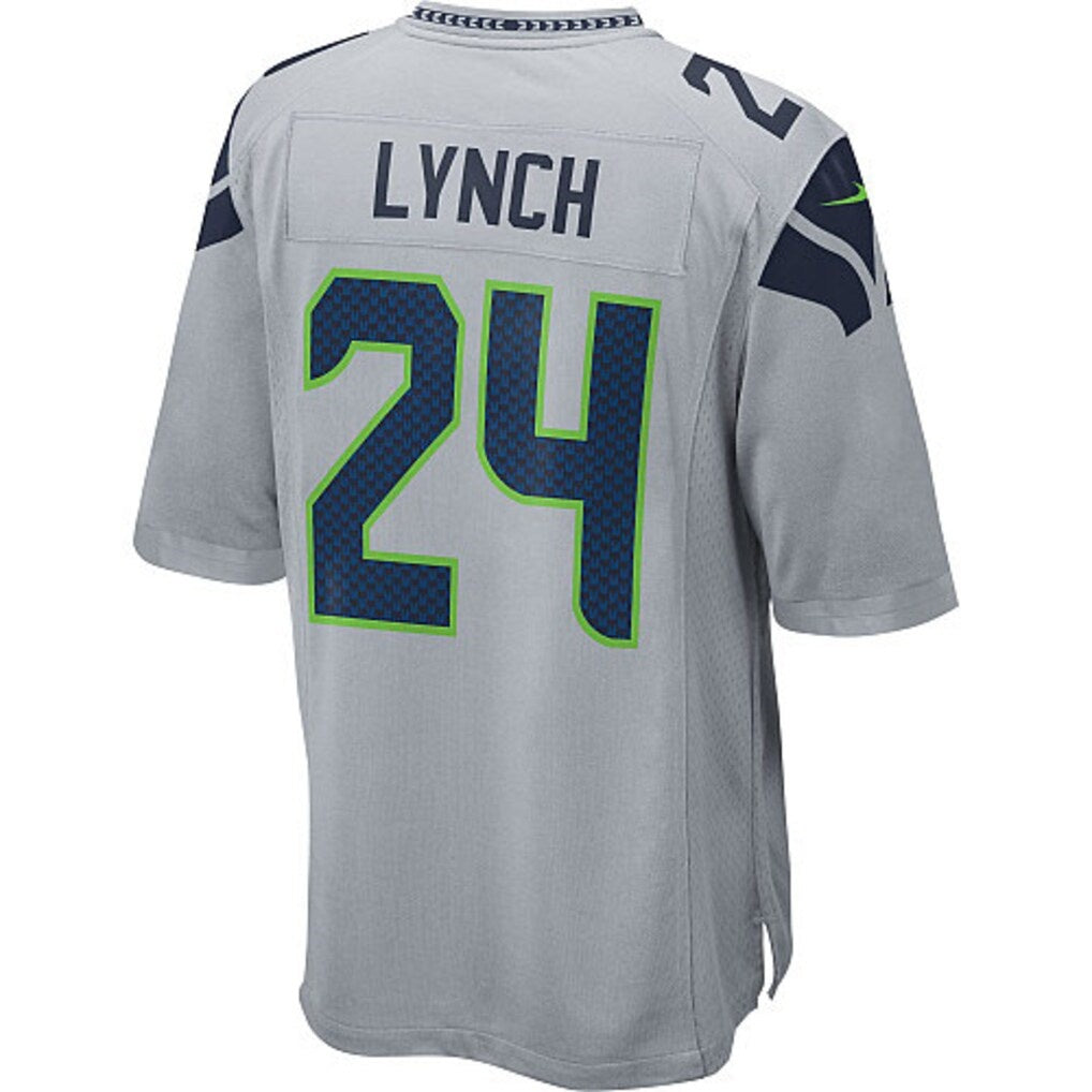 S.Seahawks #24 Marshawn Lynch Alternate Game Football Stitched jersey - Gray